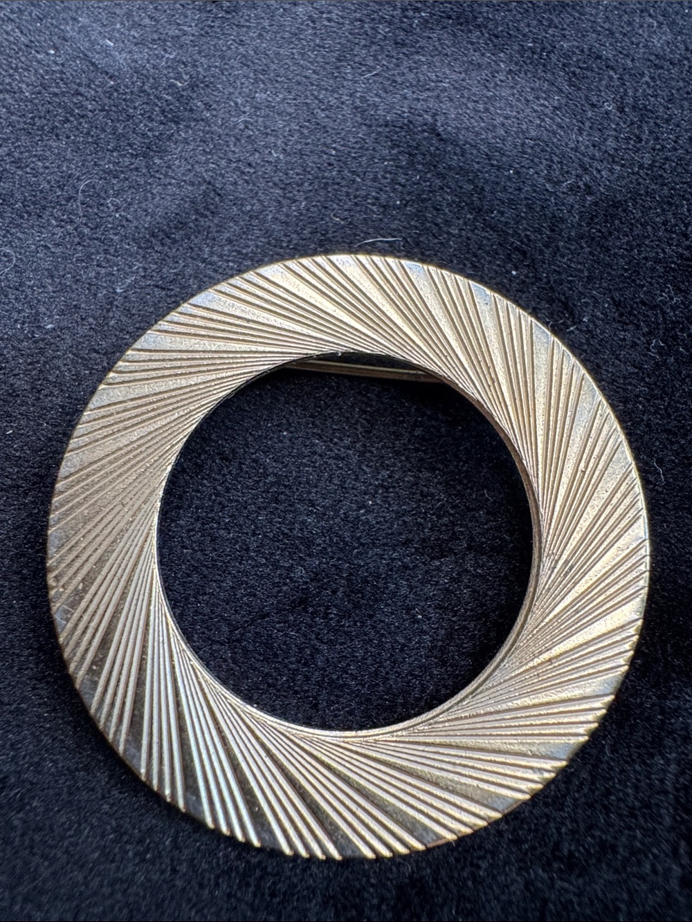 Gold Textured Spiral Circle Brooch - Women Jewelry